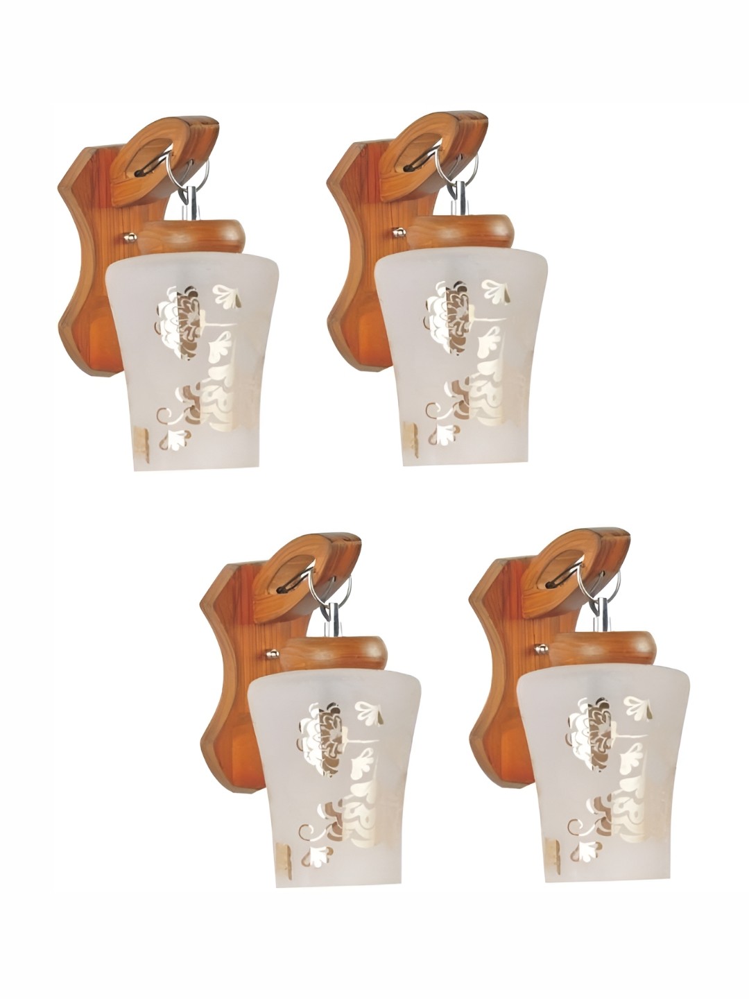 

1ST TIME Brown & White 4 Pieces Printed Contemporary Abstract Shaped Glass Wall Lamp