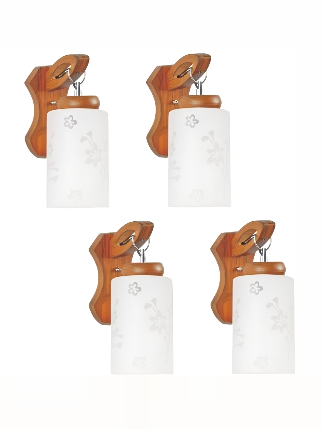 

1ST TIME White & Brown Printed Contemporary Cylindrical Shaped Glass Wall Lamp