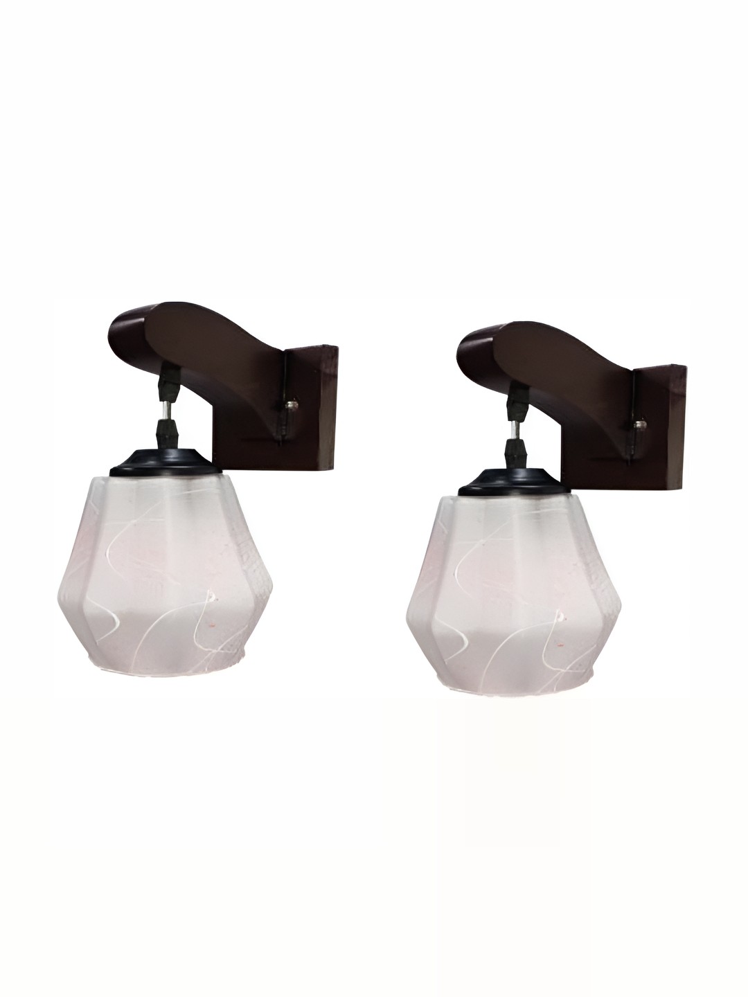 

1ST TIME White & Brown 2 Pieces Glass Contemporary Bell Shaped Wall Lamps