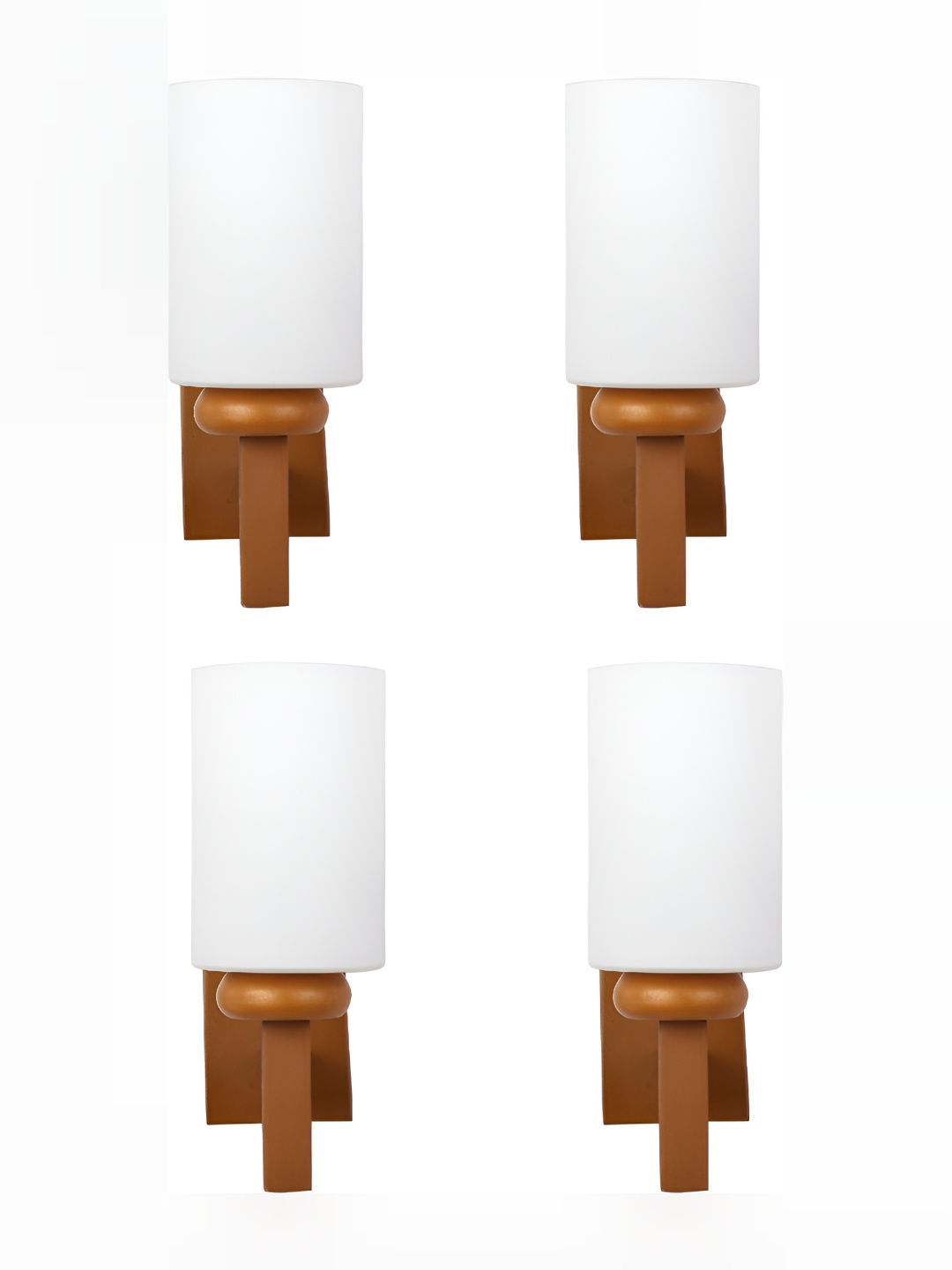 

1ST TIME White & Brown 4 Pieces Glass Contemporary Abstract Shaped Wall Lamps