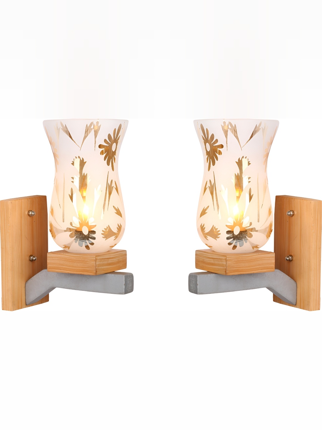 

1ST TIME Brown Glass 2 Pieces Traditional Rectangle Shaped Wall Lamp, Off white