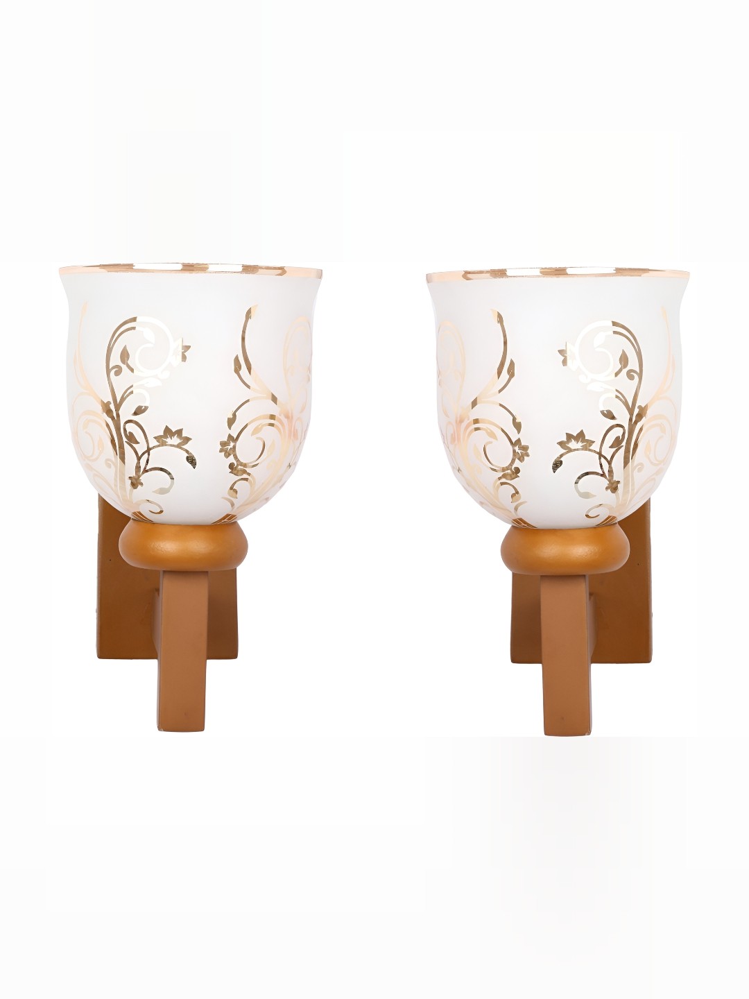 

1ST TIME White & Brown 2 Pieces Glass Traditional Rectangle Shaped Wall Lamps