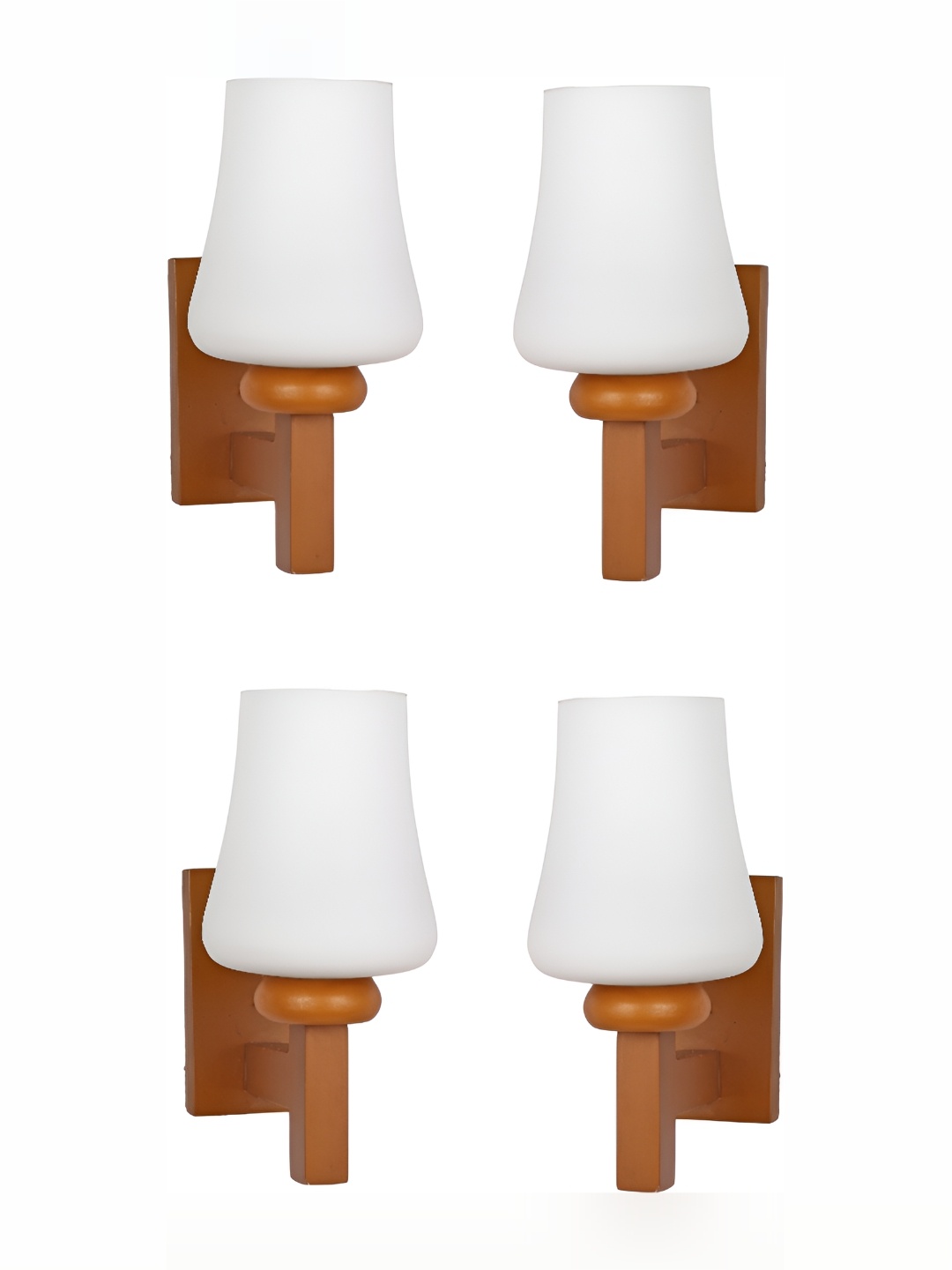

1ST TIME White & Brown 4 Pieces Glass Frustum Shaped Contemporary Wall Lamp