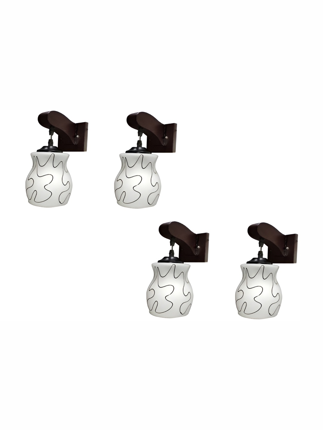 

1ST TIME Black & White 4 Pieces Glass Traditional Rectangle Shaped Wall Lamp