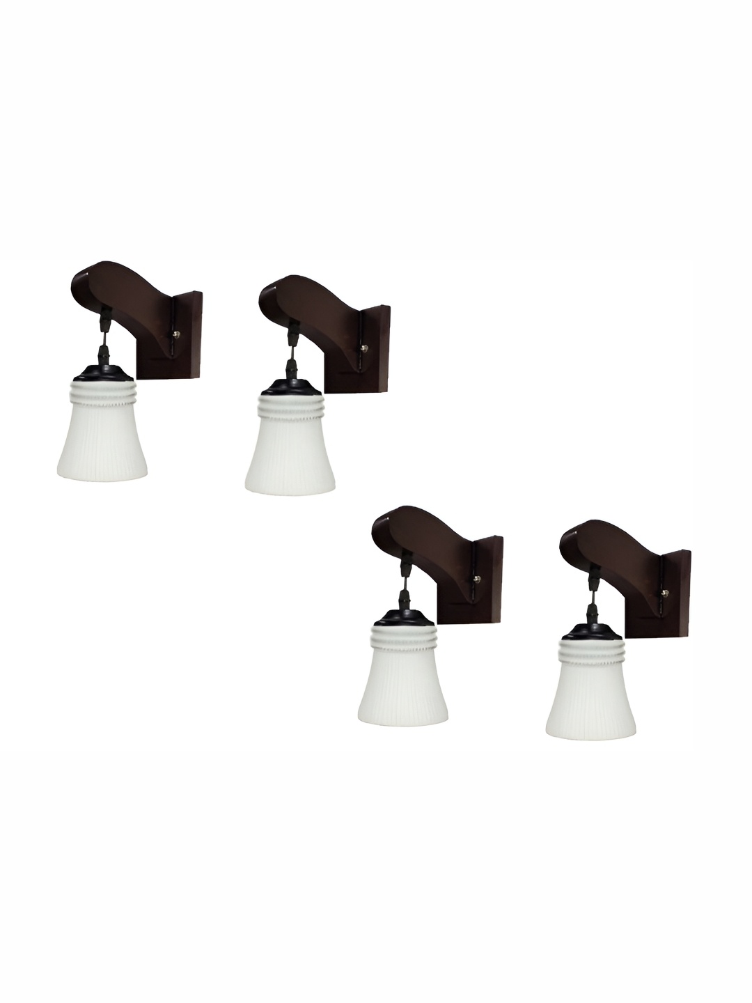 

1ST TIME White & Black 4 Pieces Bell Shaped Glass Wall Lamps