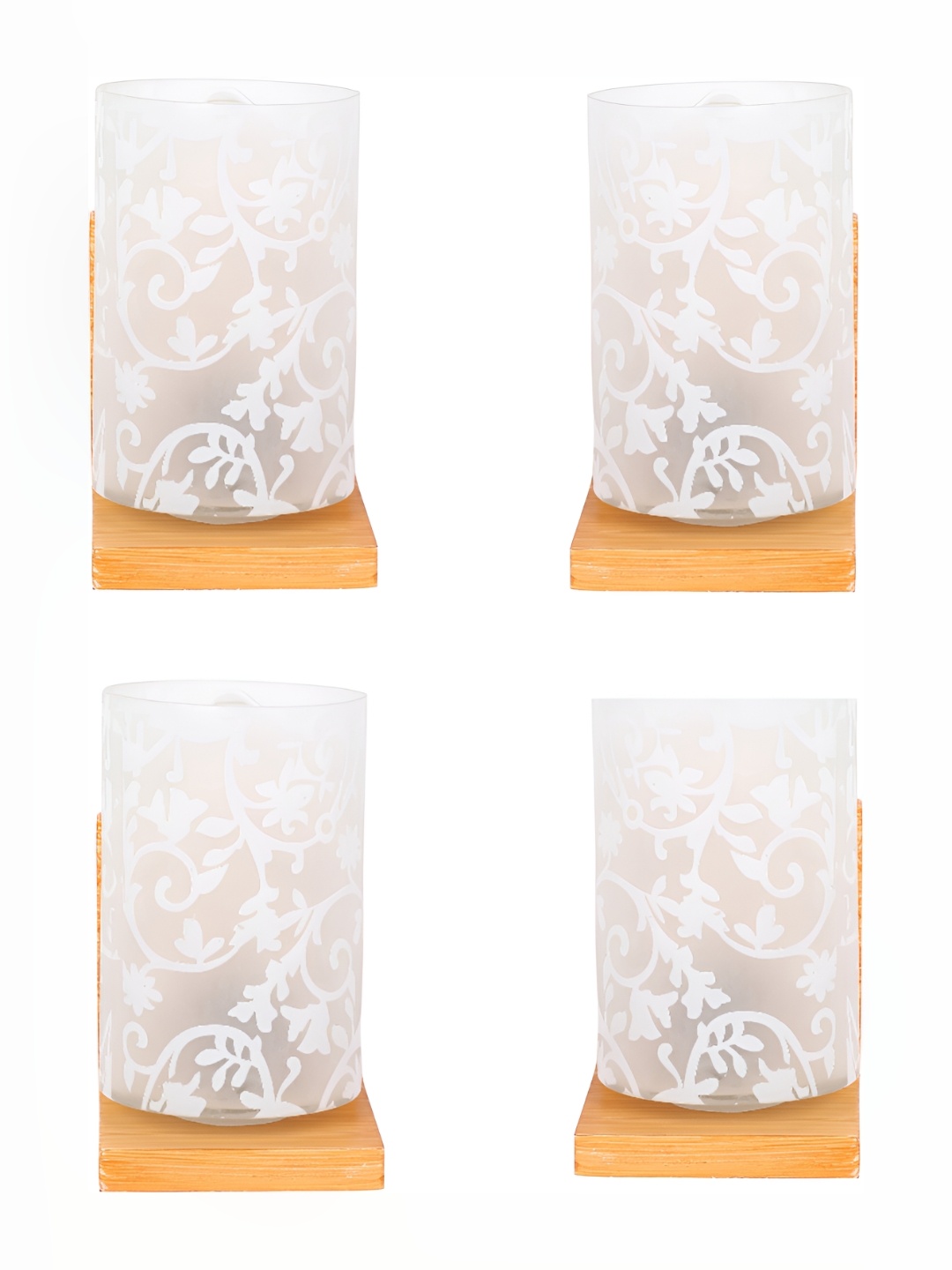 

1ST TIME White 4 Pieces Printed Glass Contemporary Cylinder Shaped Wall Lamps