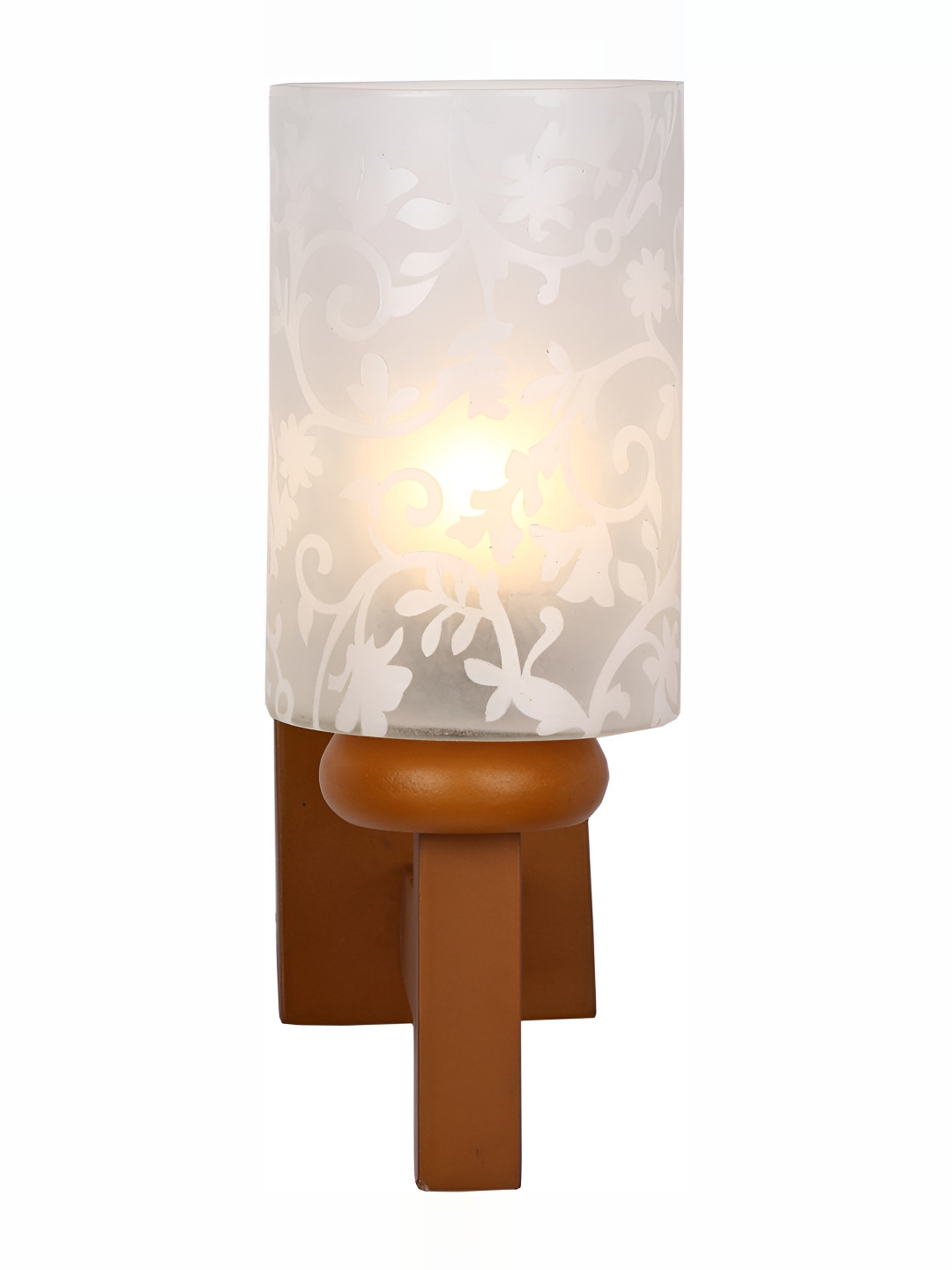 

1ST TIME White & Brown Printed Glass Traditional Cylinder Shaped Wall Lamp