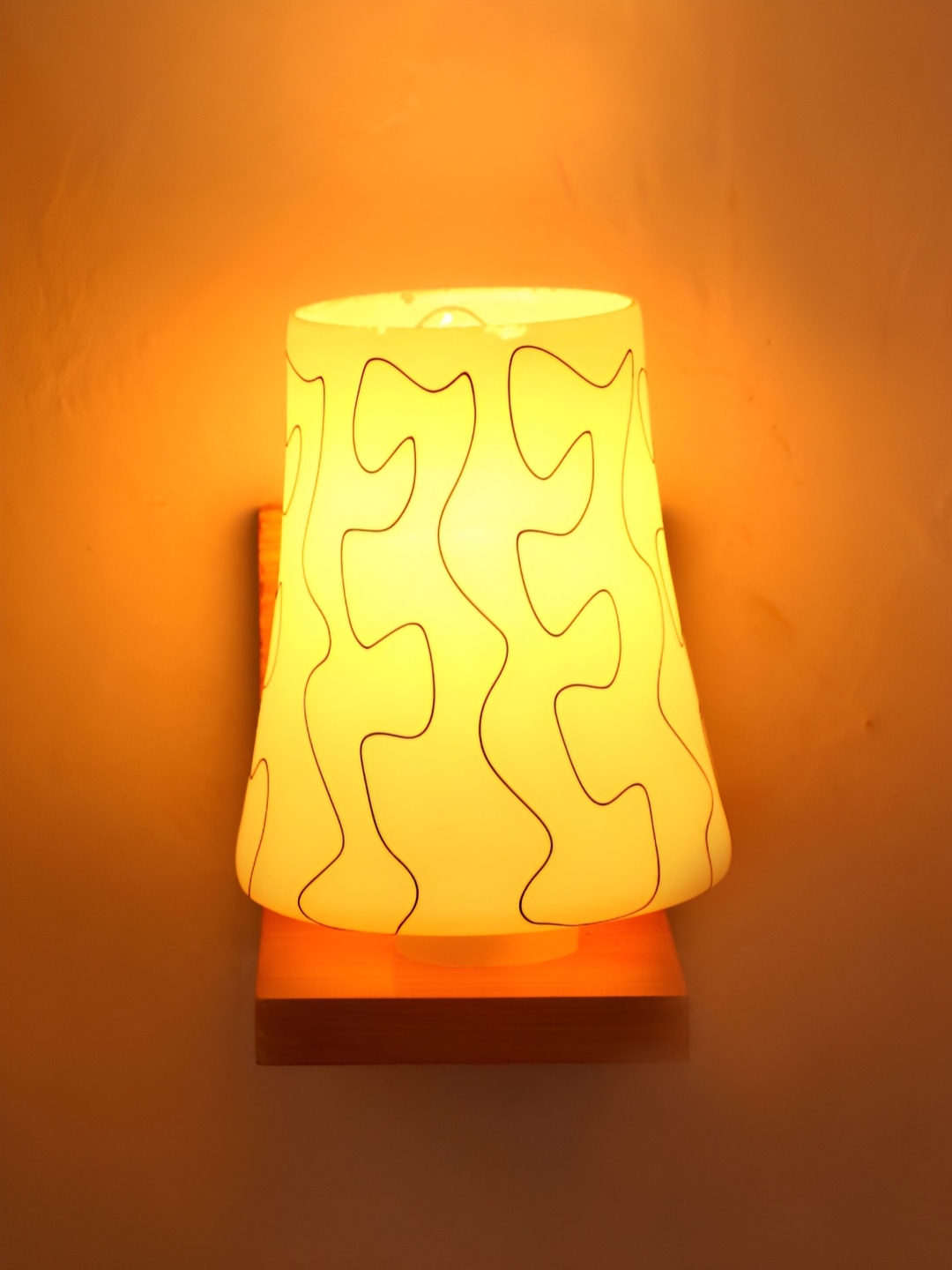 

1ST TIME White & Beige Printed Glass Contemporary Rectangle Shaped Wall Lamp