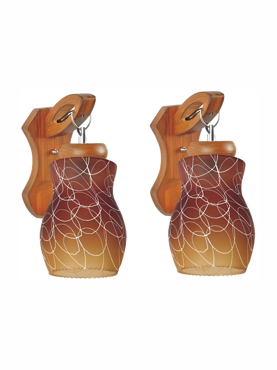 

1ST TIME Brown 2 Pieces Glass Contemporary Bell Shaped Wall Lamps