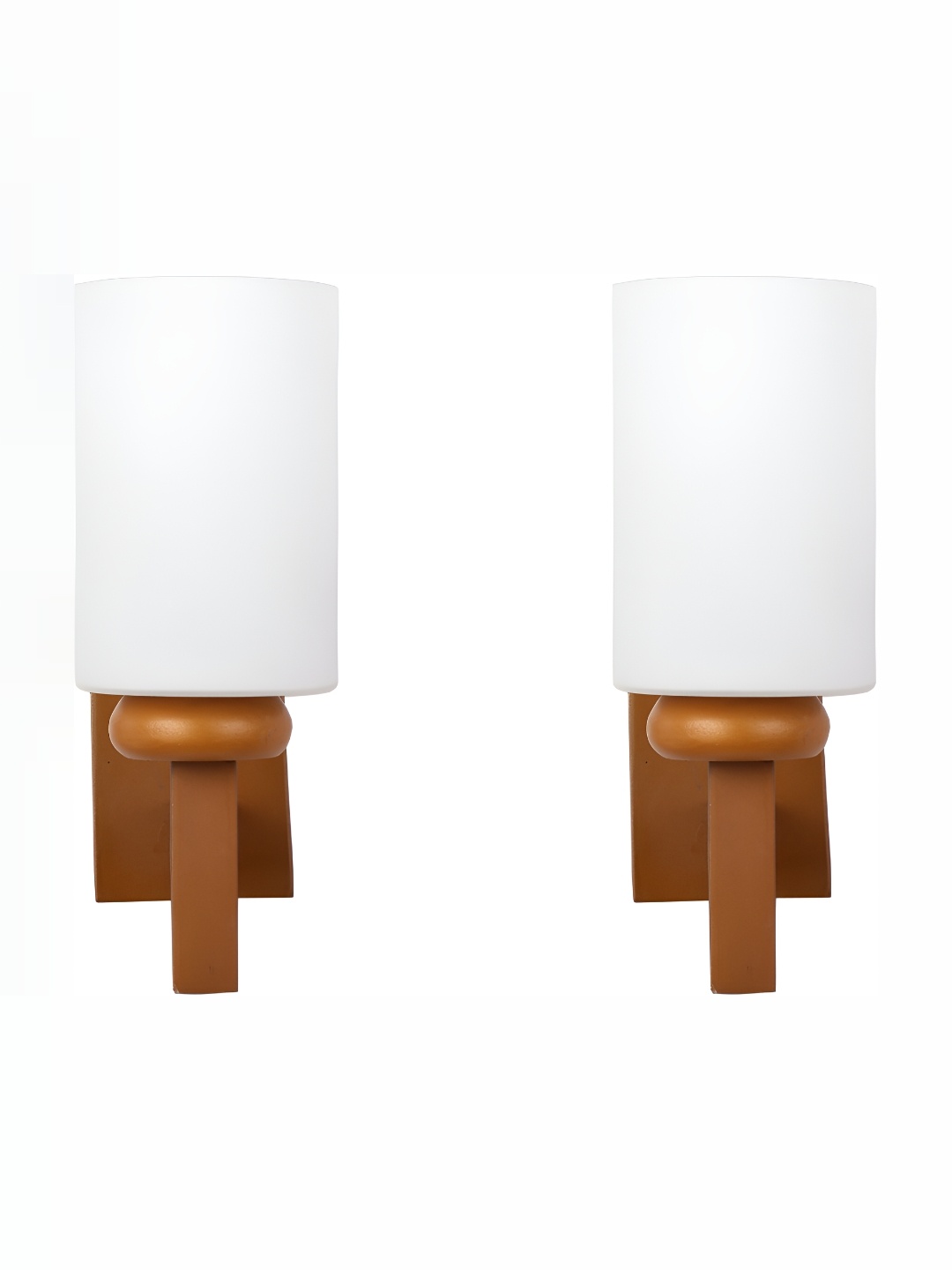 

1ST TIME White & Brown 2 Pieces Glass Contemporary Rectangular Shaped Wall Lamps