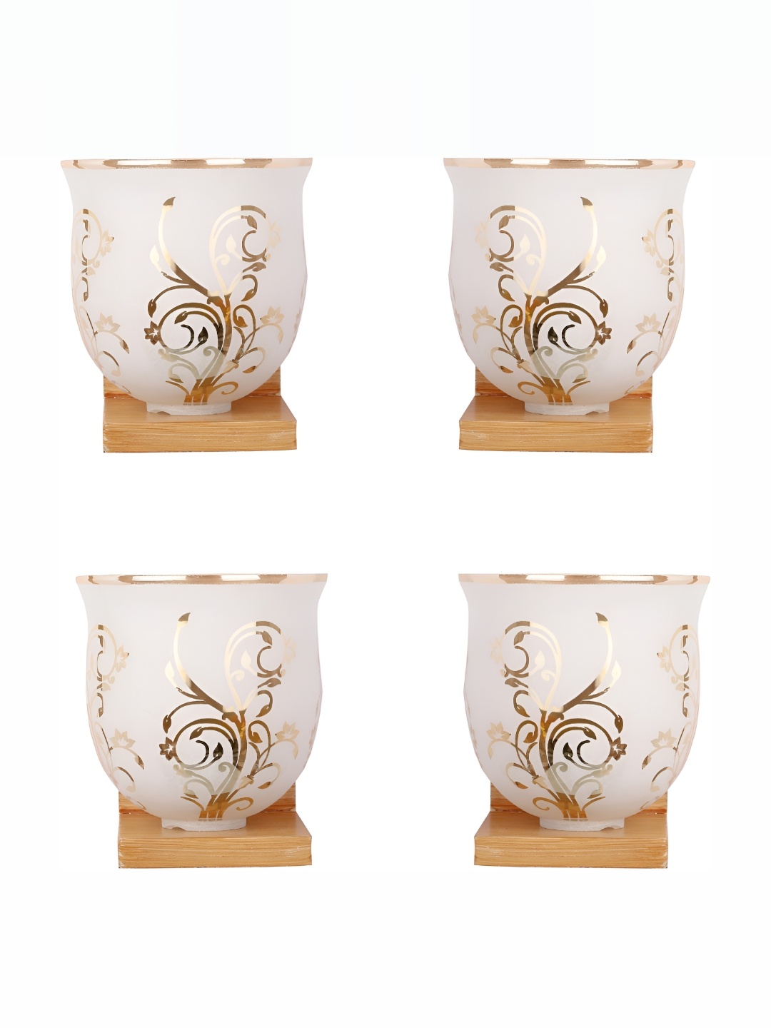 

1ST TIME Brown & White 4 Pieces Printed Contemporary Bell Shaped Glass Wall Lamp