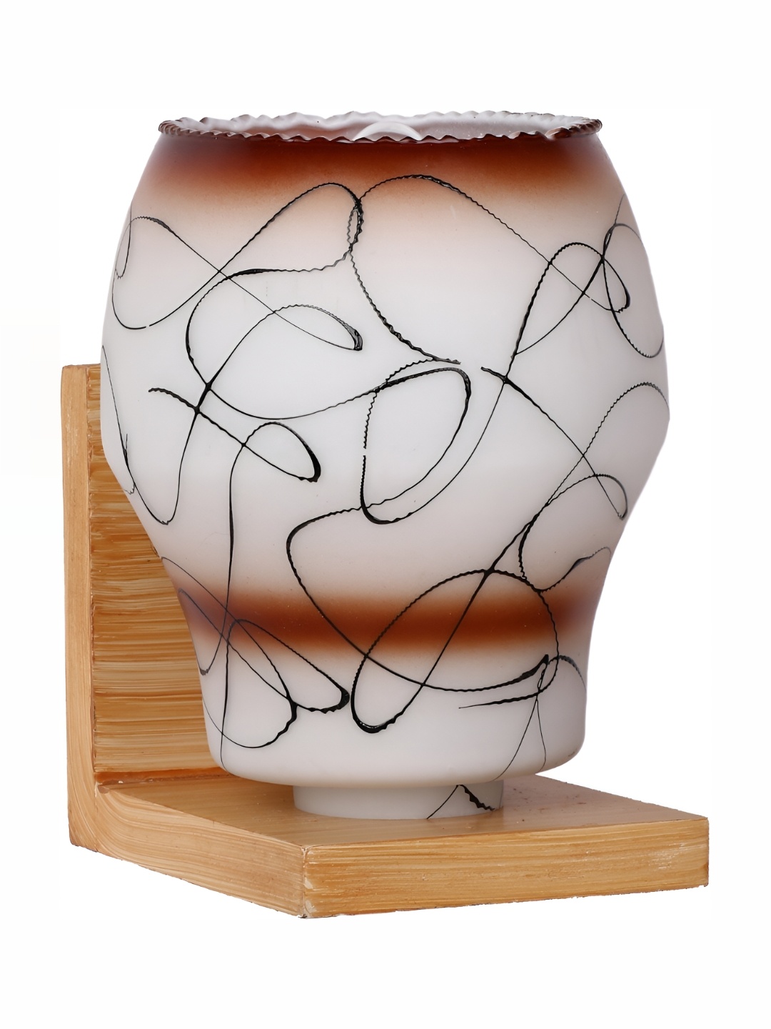 

1ST TIME White & Maroon Printed Glass Abstract Shaped Wall Lamp