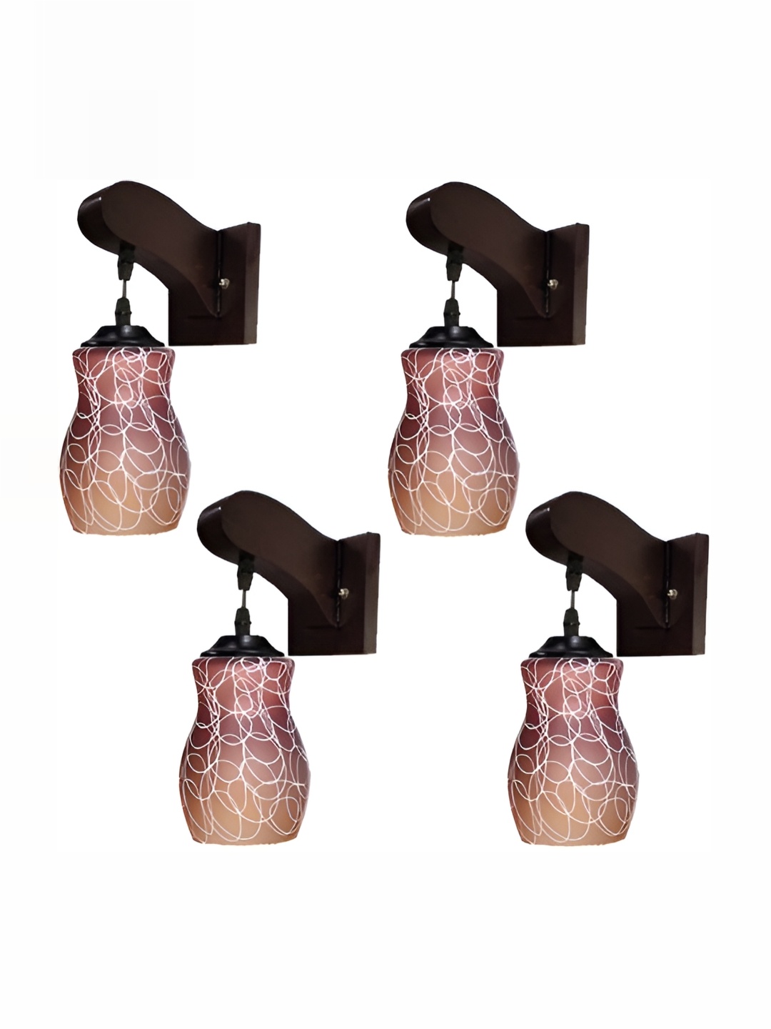 

1ST TIME Brown & Black 4 Pcs Printed Glass Contemporary Cylinder Shaped Wall Lamp