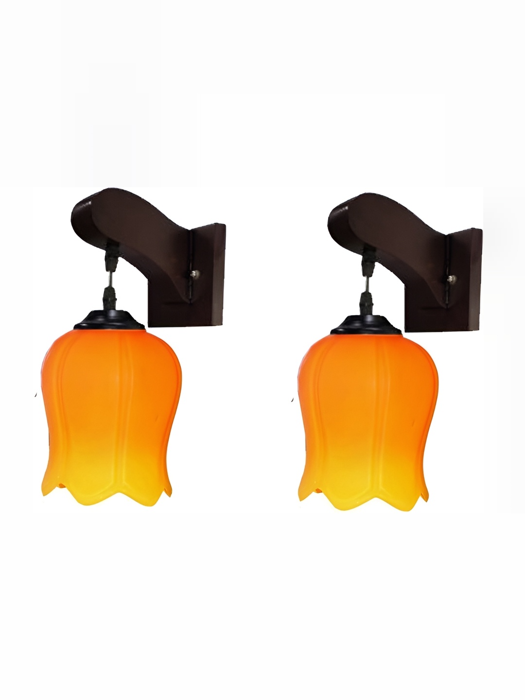 

1ST TIME Orange & Black 2 Pieces Glass Contemporary Frustum Shaped Wall Lamp