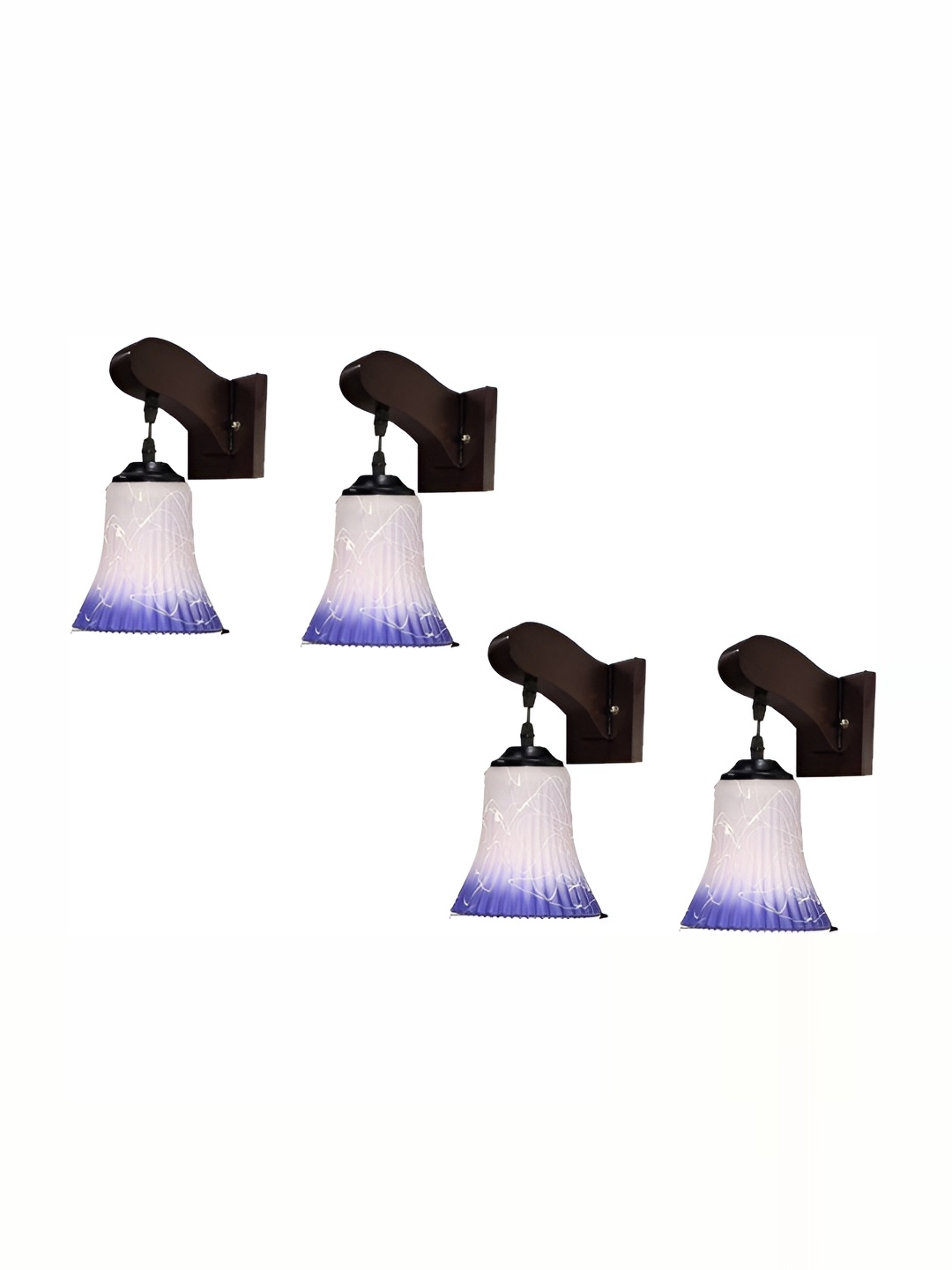 

1ST TIME Blue & White 4 Pieces Printed Self Assembly Bell Glass Contemporary Wall Lamp