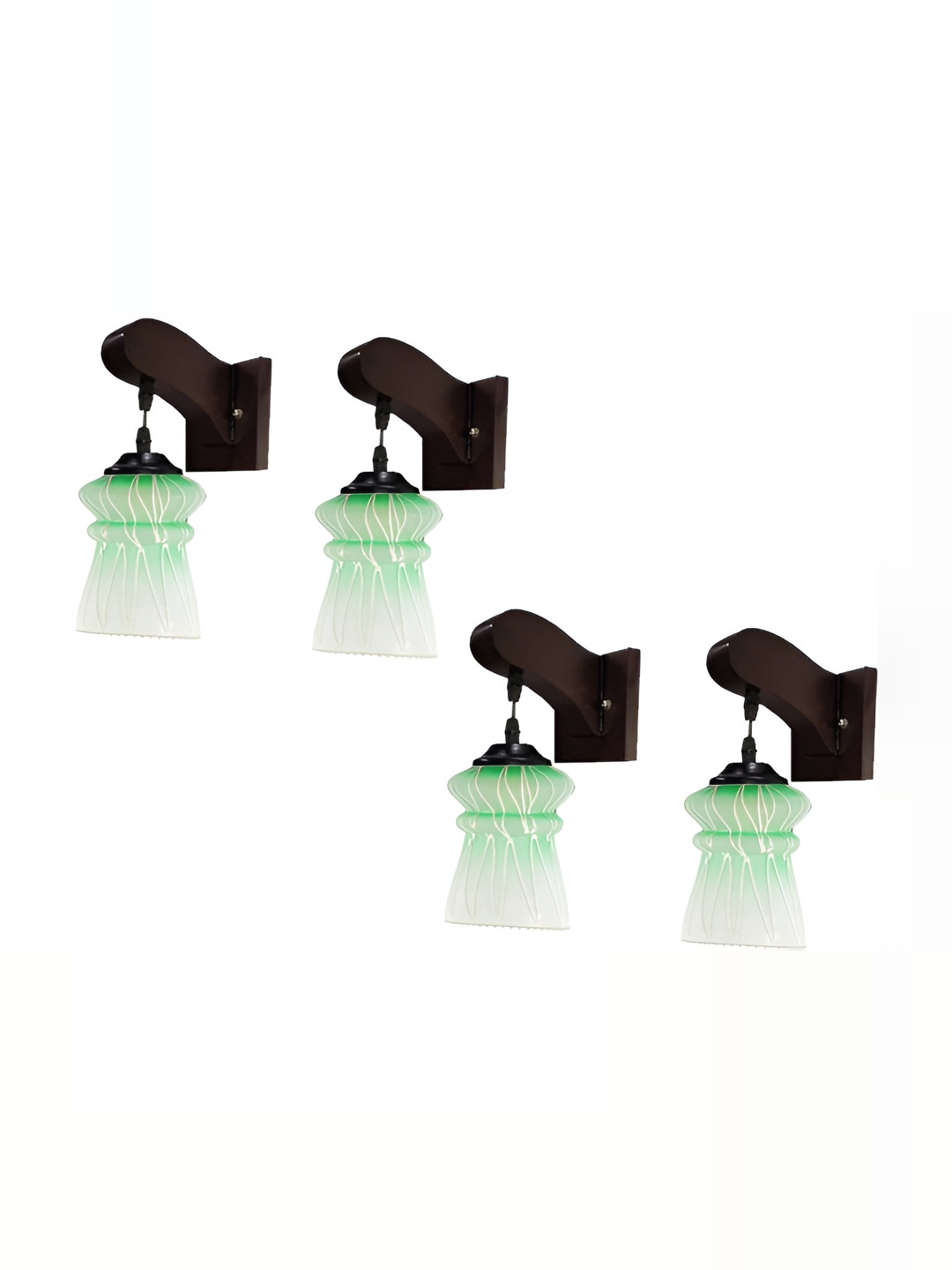

1ST TIME Green 4 Pieces Glass Traditional Rectangle Shaped Wall Lamp, White