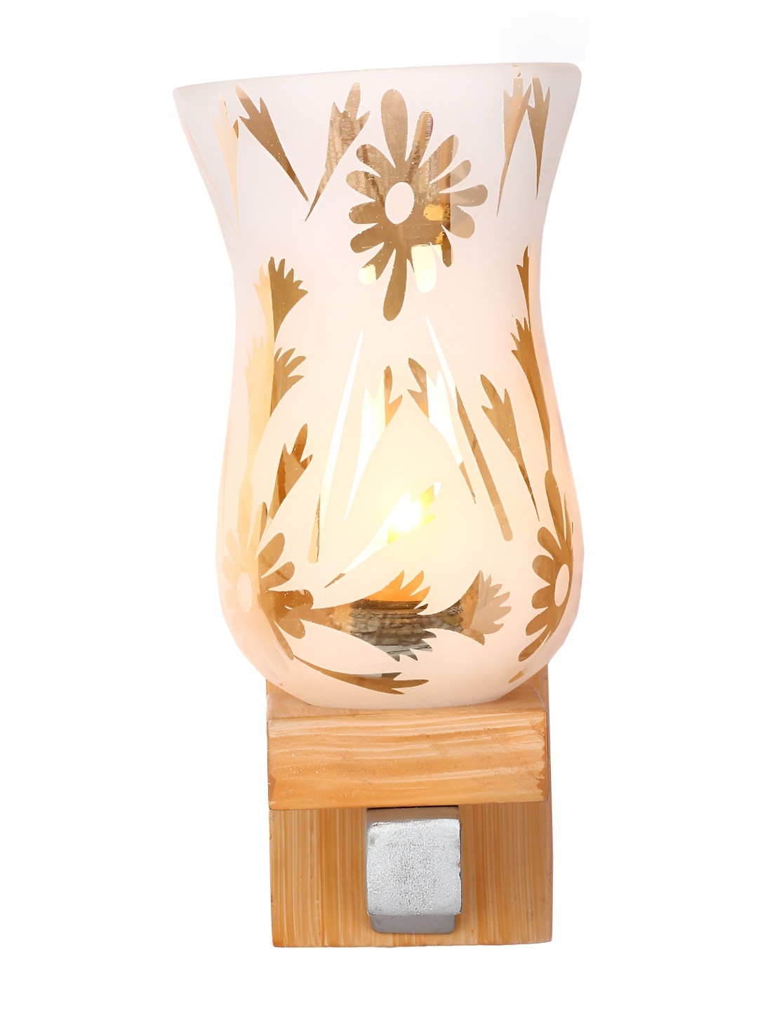 

1ST TIME White & Brown Printed Glass Contemporary Bell Shaped Wall Lamp