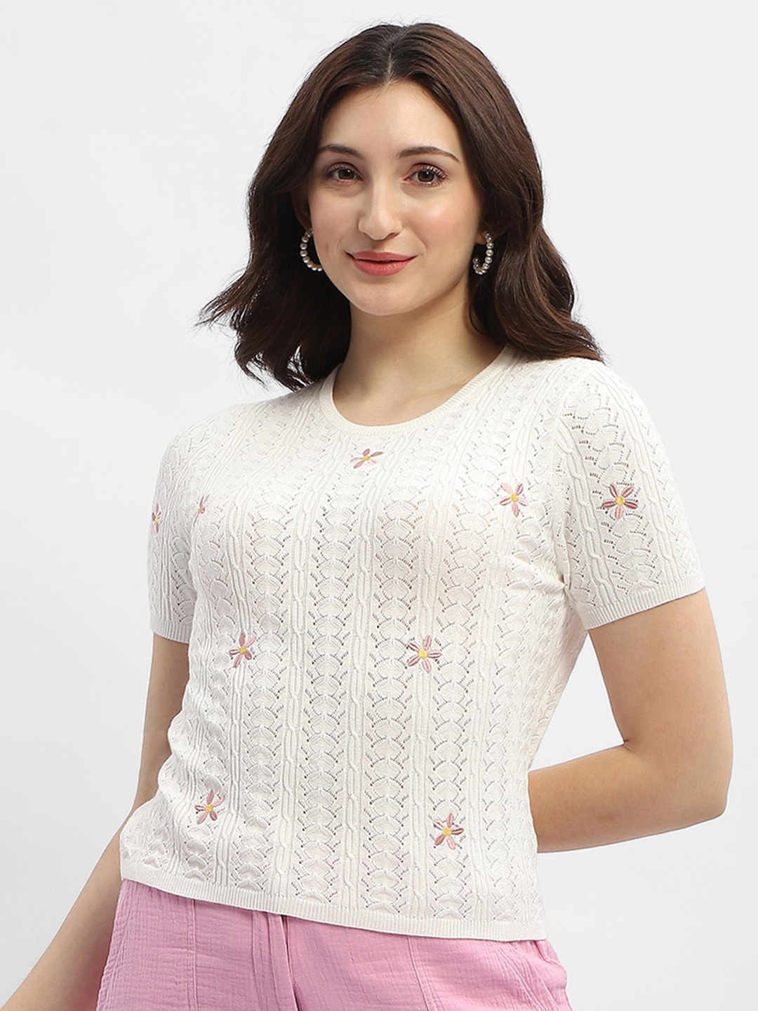 

Madame Self Design Fitted Top, Off white
