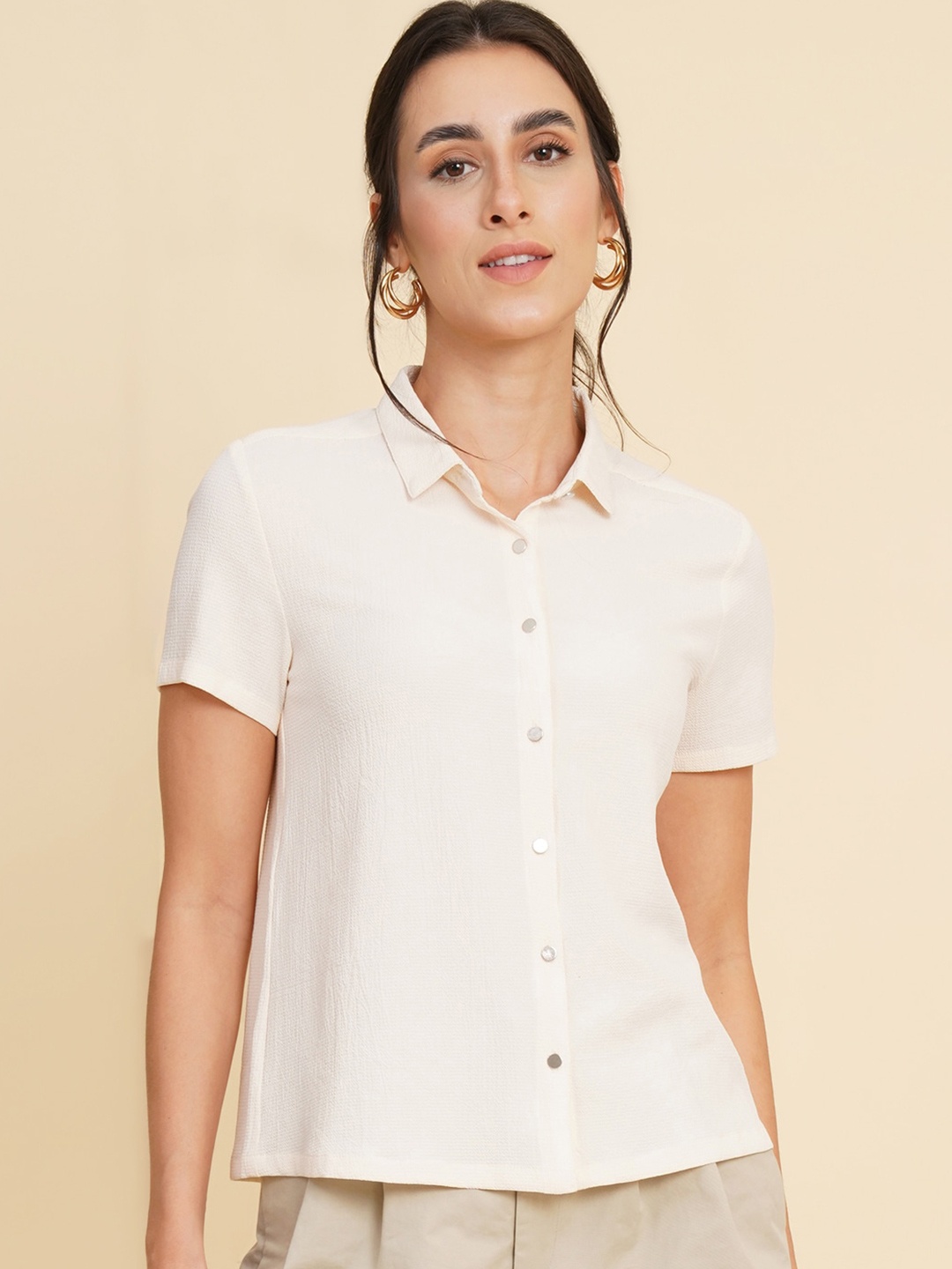 

HOUSE OF KKARMA Classic Regular Fit Casual Shirt, Cream