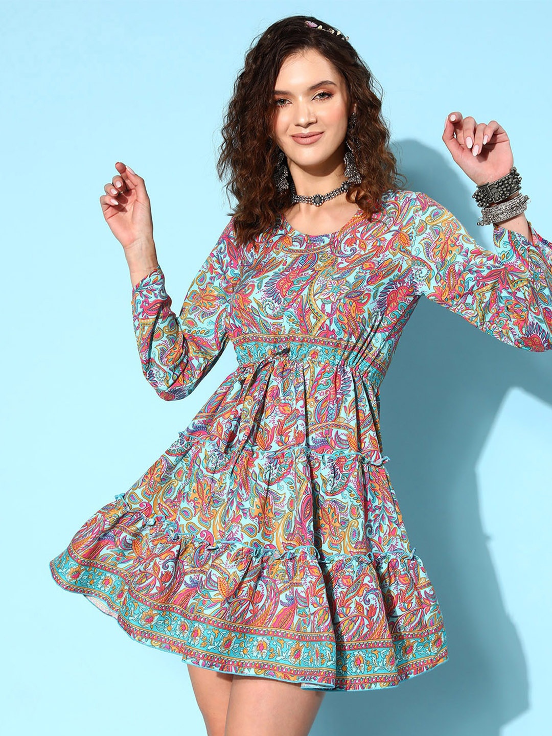 

InWeave Floral Printed Fit & Flare Mini Dress, Teal