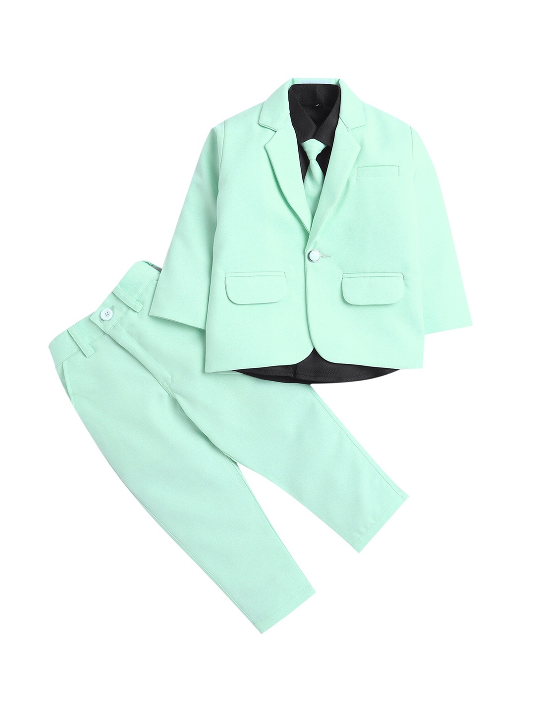

Lil homies Boys Notched Lapel Collar Single Breasted Pure Cotton 2 Piece Party Suit, Sea green