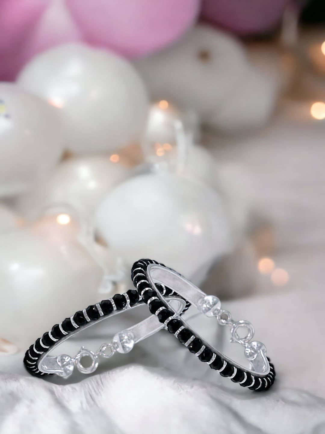 

Taraash Infants Set Of 2 Beaded 925 Sterling Silver Bangles