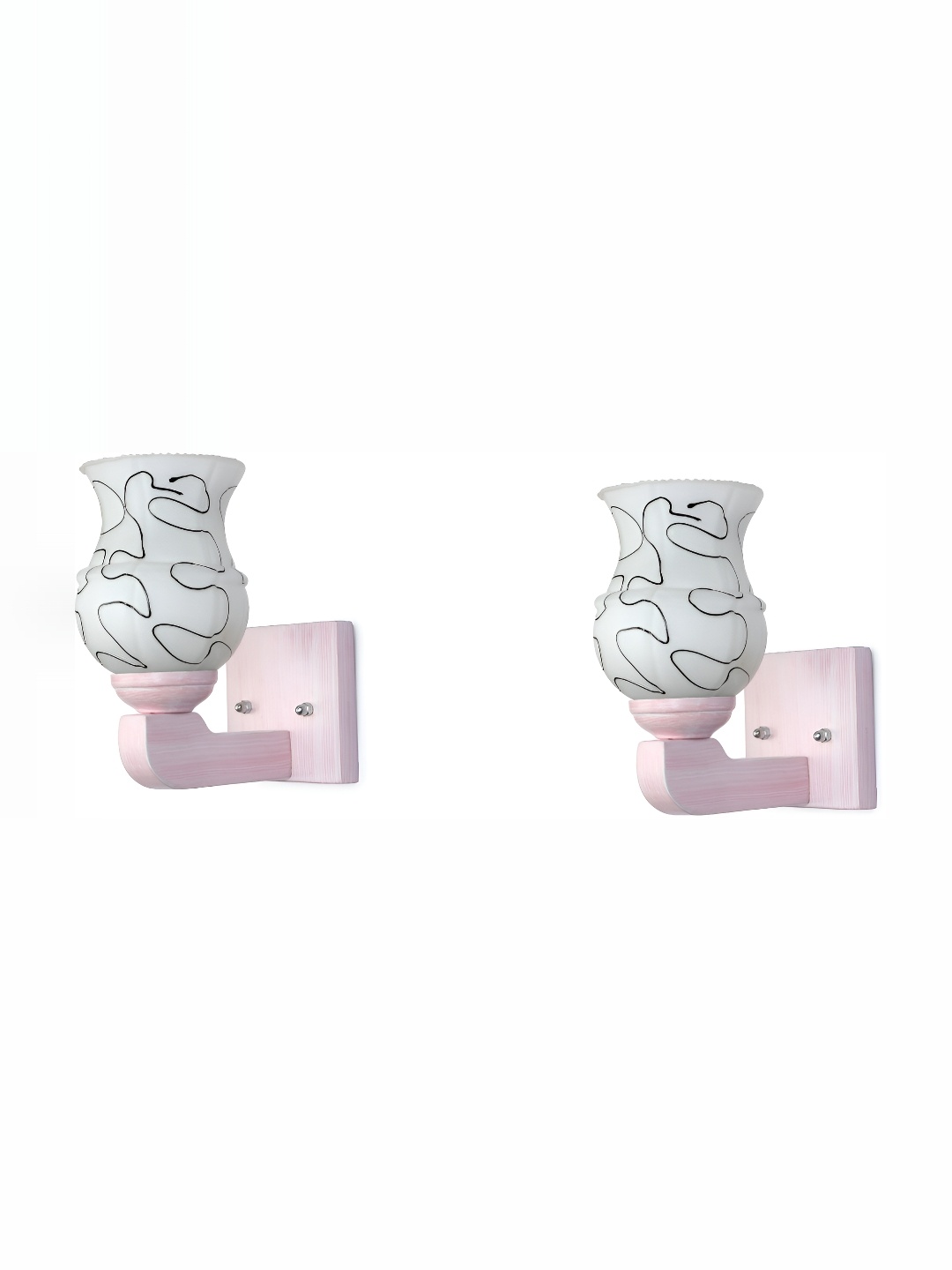 

1ST TIME White & Black 2 Pieces Printed Glass Traditional Abstract Shaped Shaped Wall Lamp