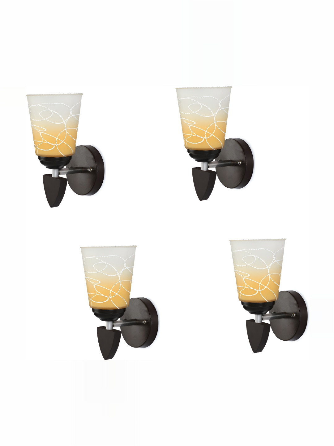 

1ST TIME Yellow & White 4 Pieces Printed Glass Traditional Frustum Shaped Wall Lamp