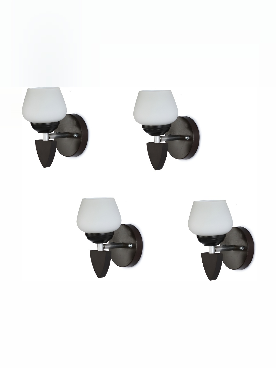 1ST TIME White & Black 4 Pieces Glass Abstract Shaped Contemporary Wall Lamps