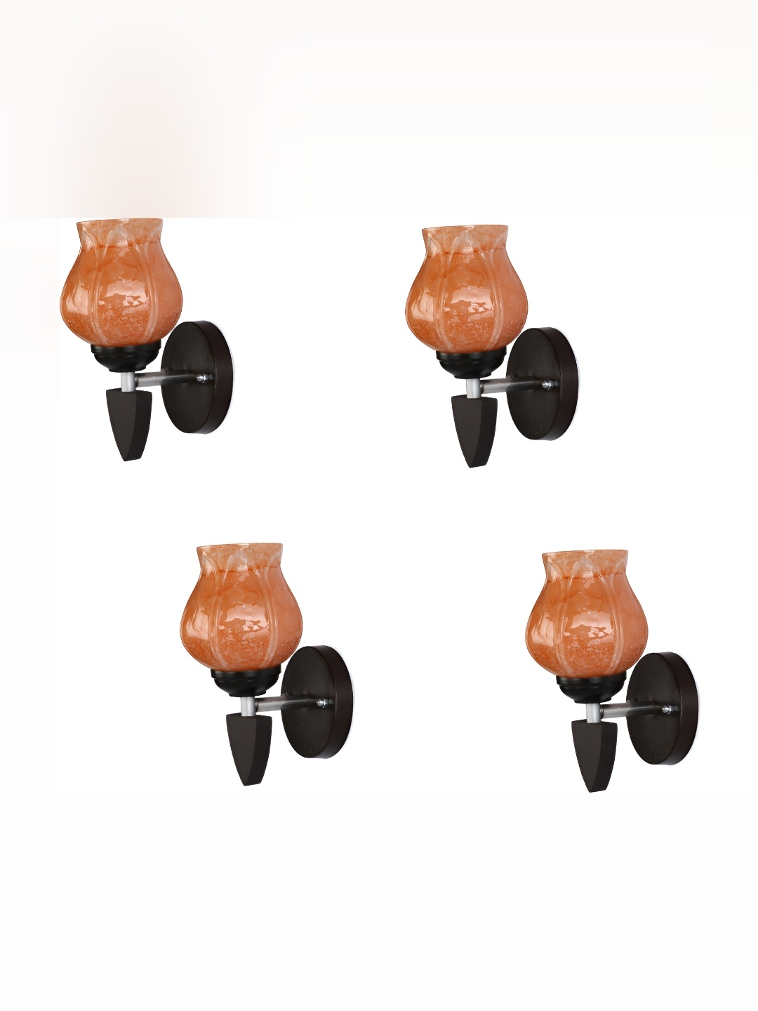 

1ST TIME Orange 4 Pcs Glass Traditional Bell Shaped Wall Lamps