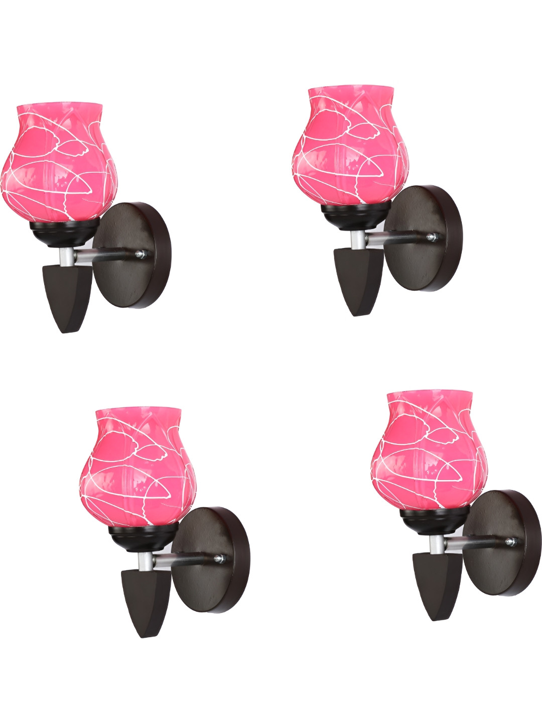 

1ST TIME Pink & White 4 Pcs Printed Glass Rectangle Shaped Wall Lamp