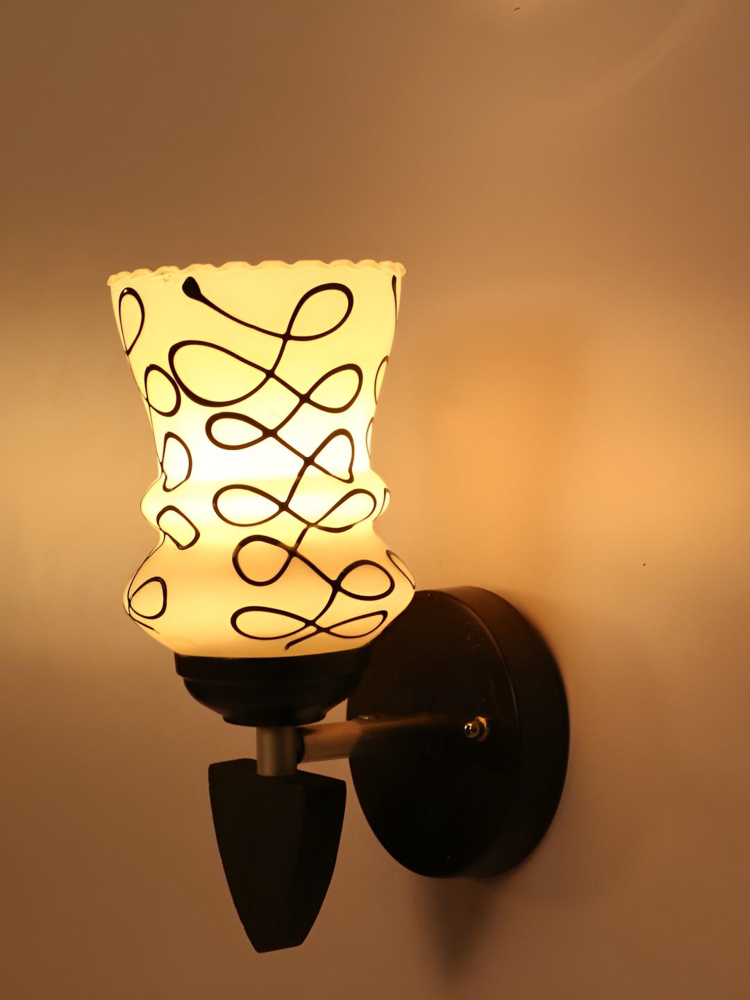

1ST TIME Yellow & White Printed Glass Traditional Abstract Shaped Wall Lamp
