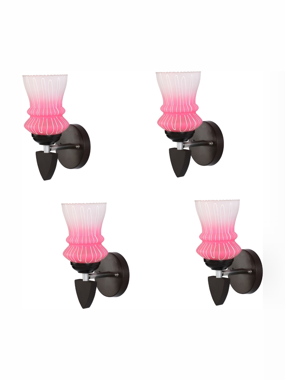 

1ST TIME Pink & White 4 Pieces Printed Glass Traditional Abstract Shaped Shaped Wall Lamp