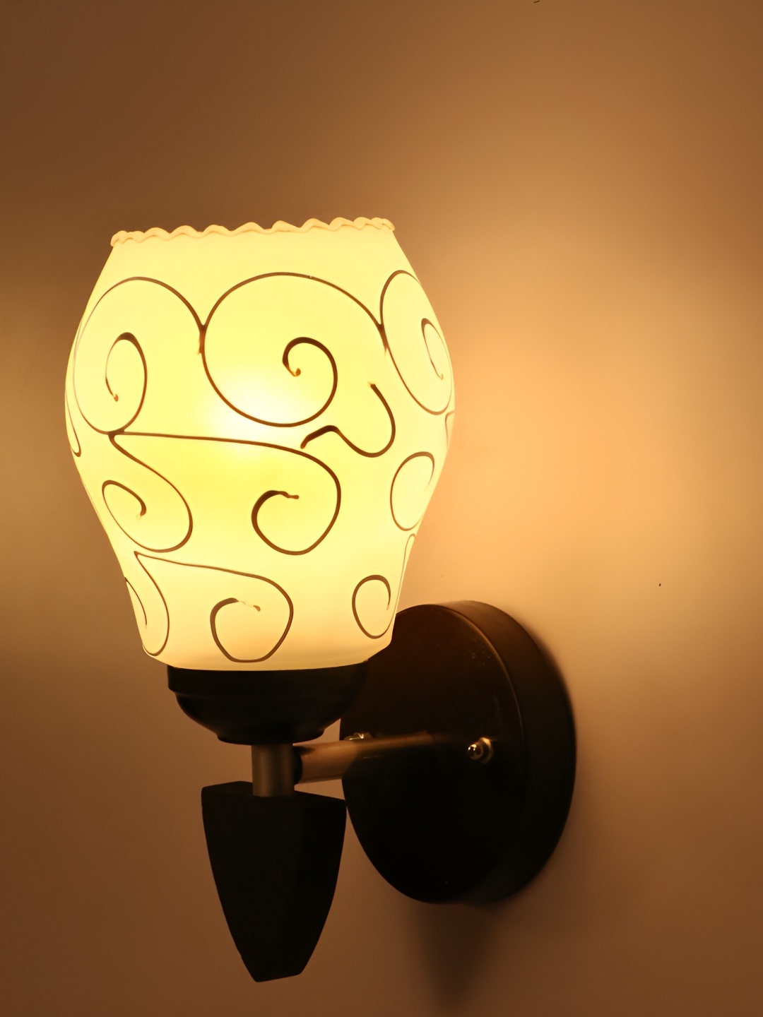 

1ST TIME White & Black Printed Glass Abstract Shaped Shaped Wall Lamp