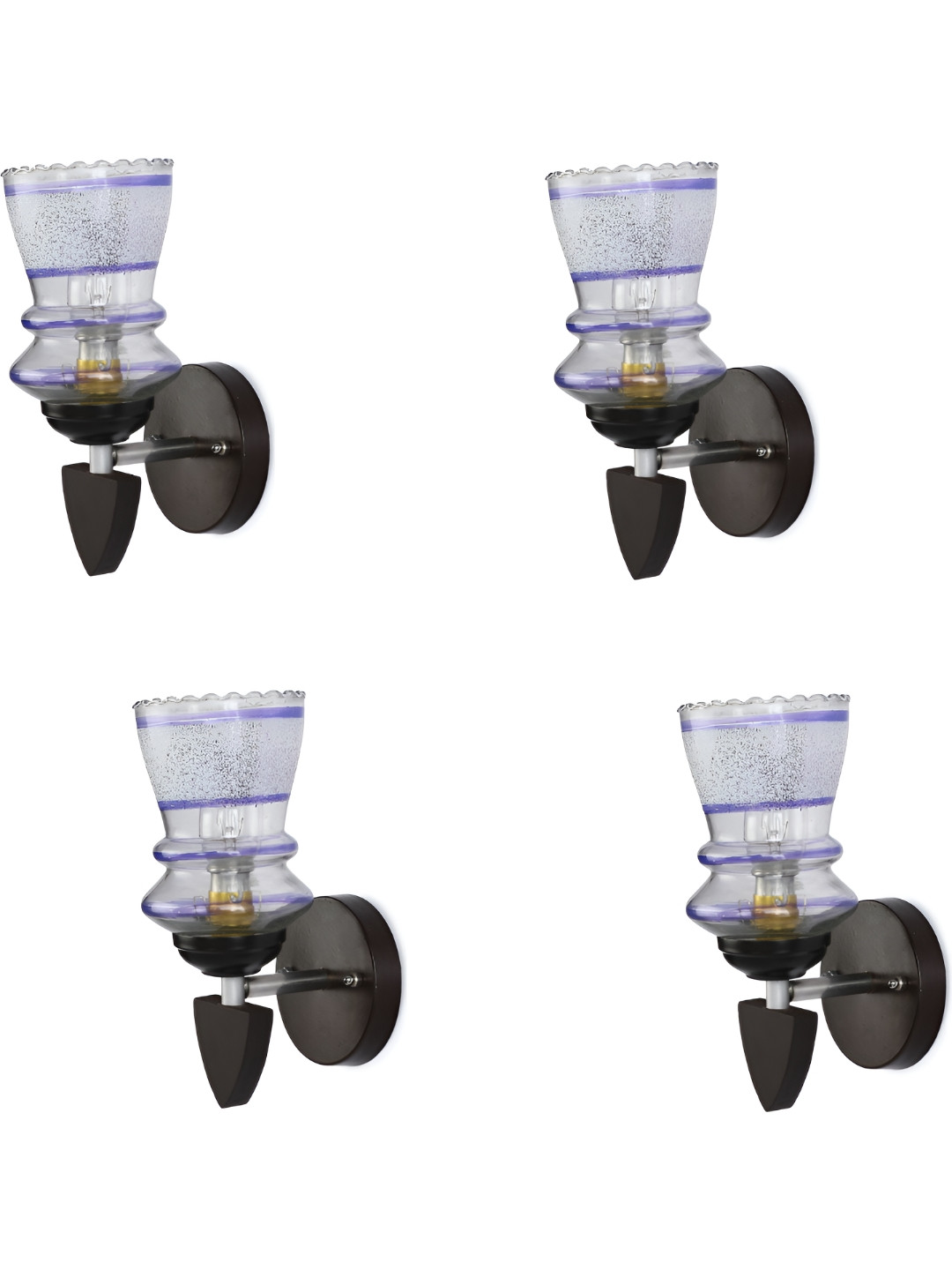 

1ST TIME Blue & Transparent 4 Pieces Printed Glass Abstract Shaped Contemporary Wall Lamps