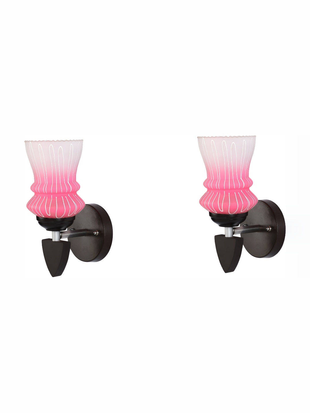 

1ST TIME Pink 2 Pieces Textured Glass Traditional Frustum Shaped Wall Lamps
