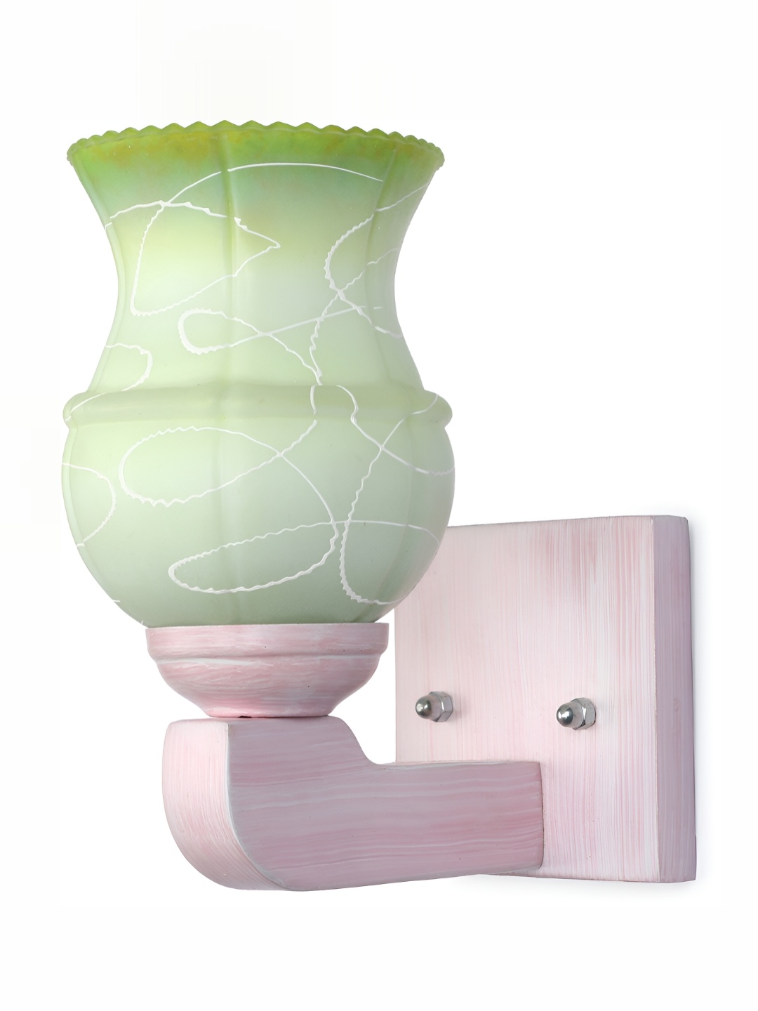 

1ST TIME White & Green Printed Glass Traditional Abstract Shaped Shaped Wall Lamp