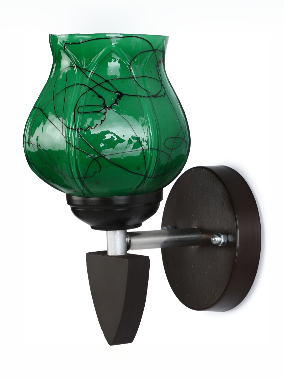 

1ST TIME Green & Black Printed Glass Traditional Rectangle Shaped Wall Lamp