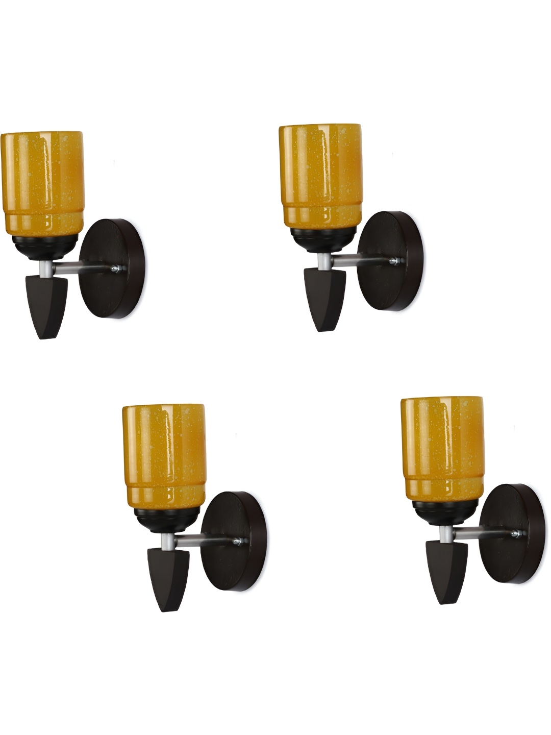 

1ST TIME Yellow & Black 4 Pieces Printed Glass Traditional Cylinder Shaped Wall Lamp