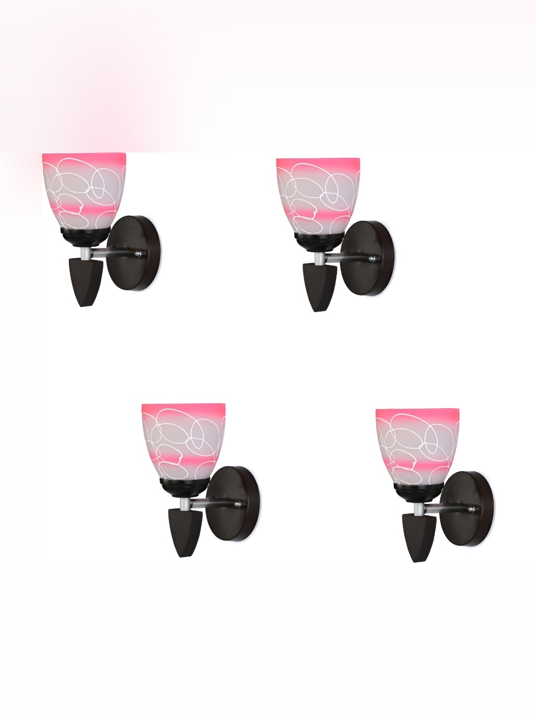 

1ST TIME Pink & White 4 Pcs Printed Glass Contemporary Frustum Shaped Wall Lamp