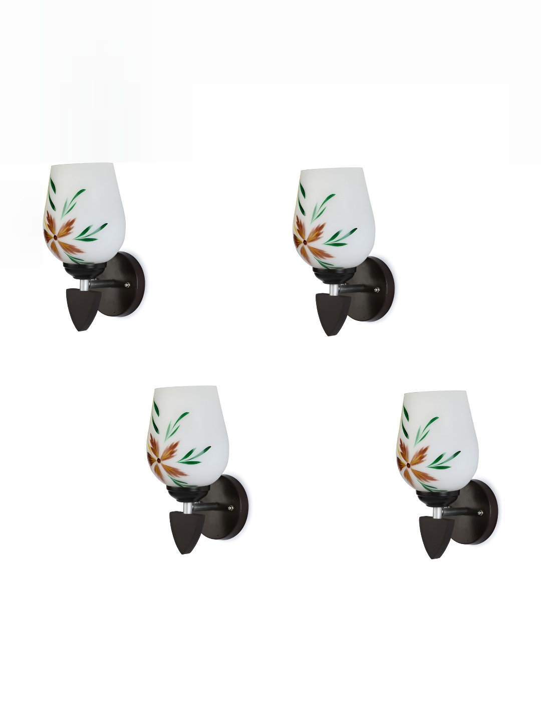 

1ST TIME White & Green 4 Pieces Printed Glass Contemporary Wall Lamps