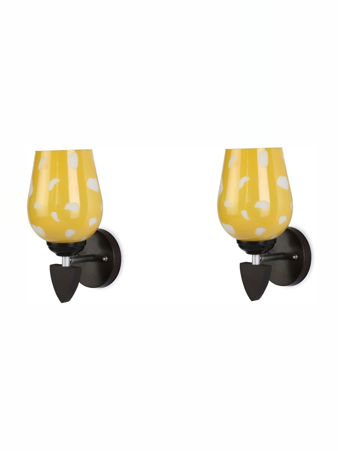 

1ST TIME Yellow & White 2 Pcs Printed Glass Contemporary Wall Lamp