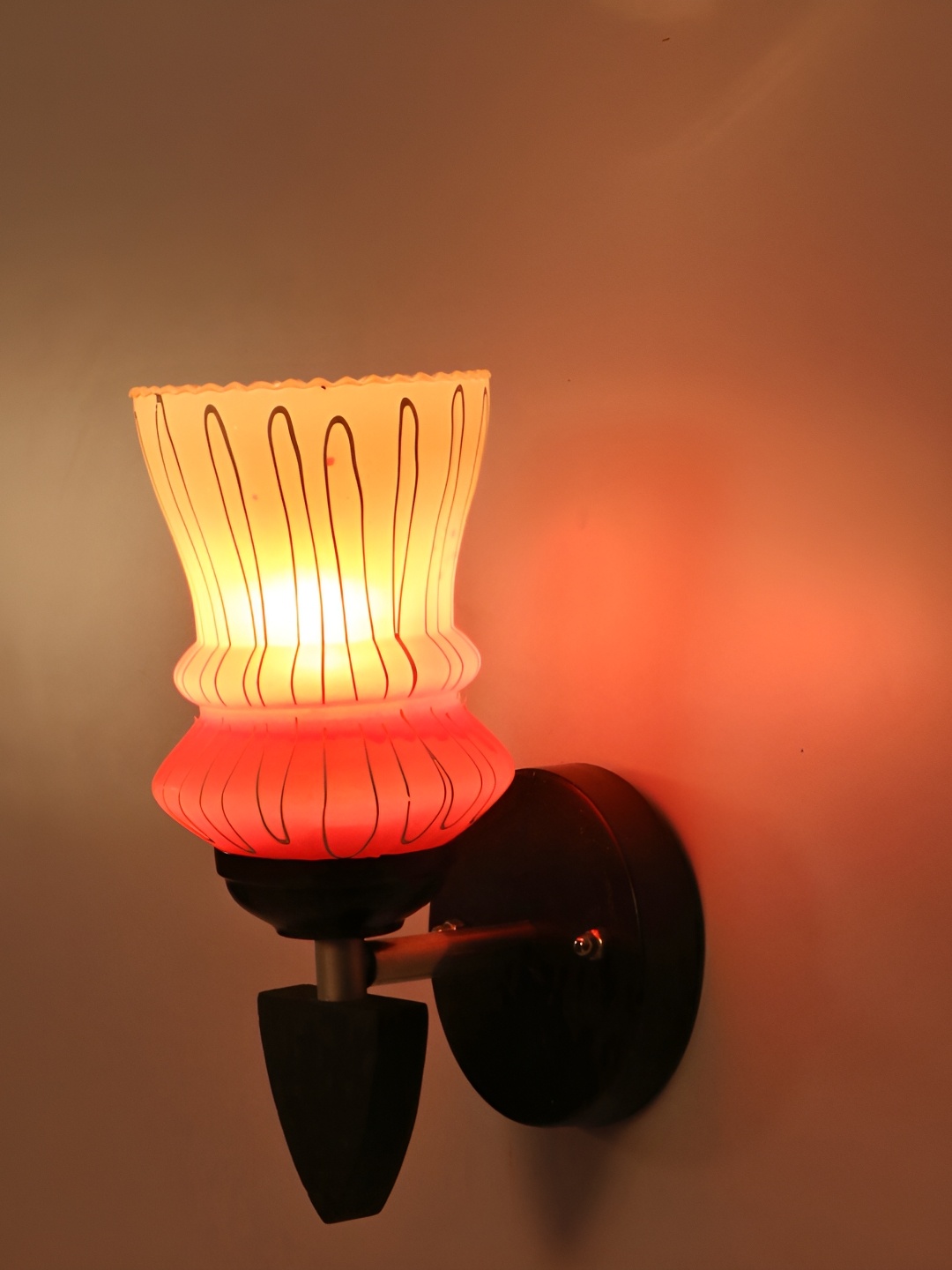 

1ST TIME White & Pink Colourblocked Glass Traditional Wall Lamp