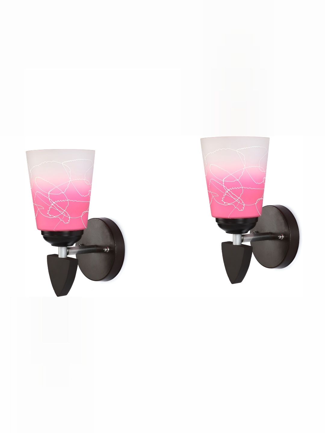 

1ST TIME Pink & White 2 Pcs Printed Glass Rectangle Shaped Wall Lamp