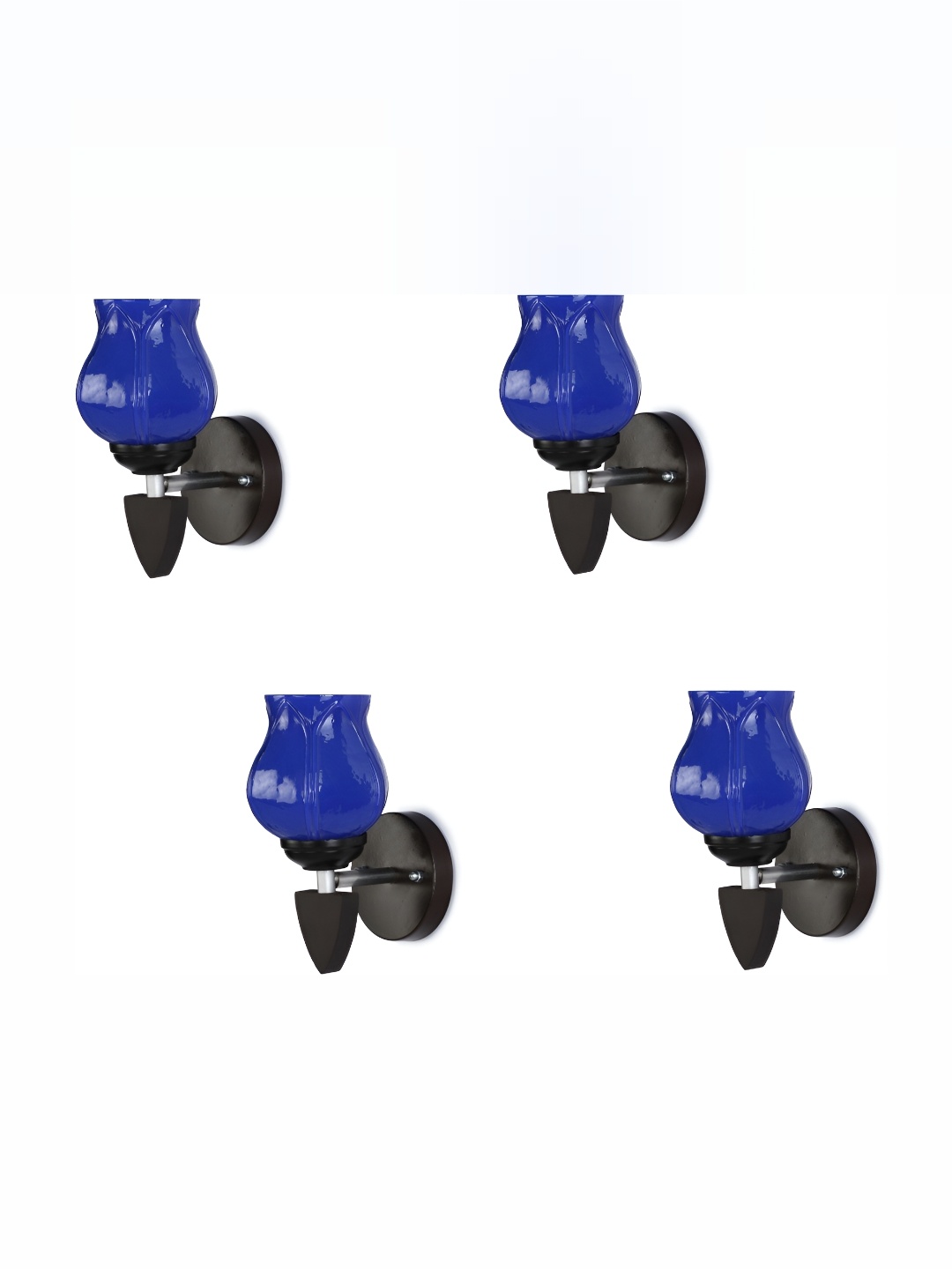 

1ST TIME Blue 4 Pieces Textured Glass Traditional Bell Shaped Wall Lamp