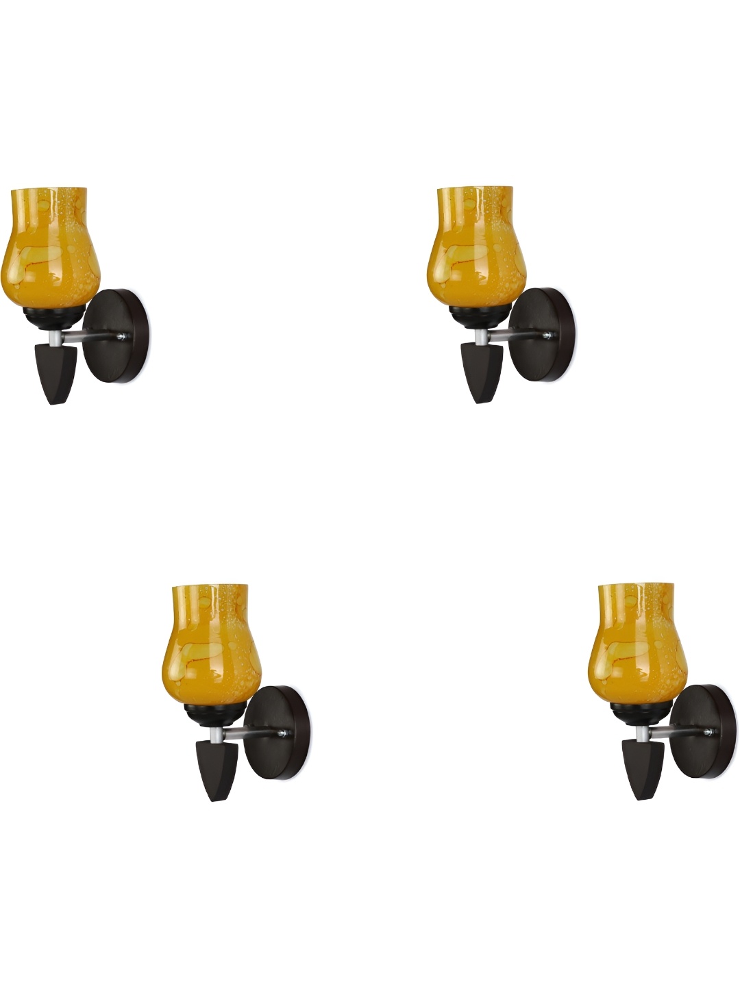 

1ST TIME Yellow & Brown 4 Pieces Printed Glass Bell Wall Lamps
