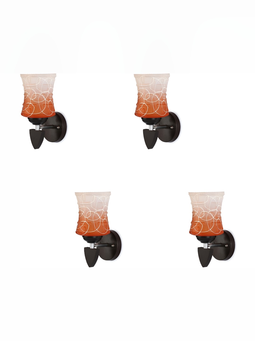 

1ST TIME Orange & White 4 Pcs Colourblocked Glass Traditional Rectangle Shaped Wall Lamp