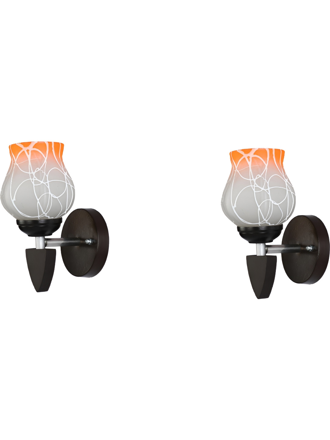 

1ST TIME Orange & White 2 Pcs Printed Glass Abstract Shaped Shaped Wall Lamp