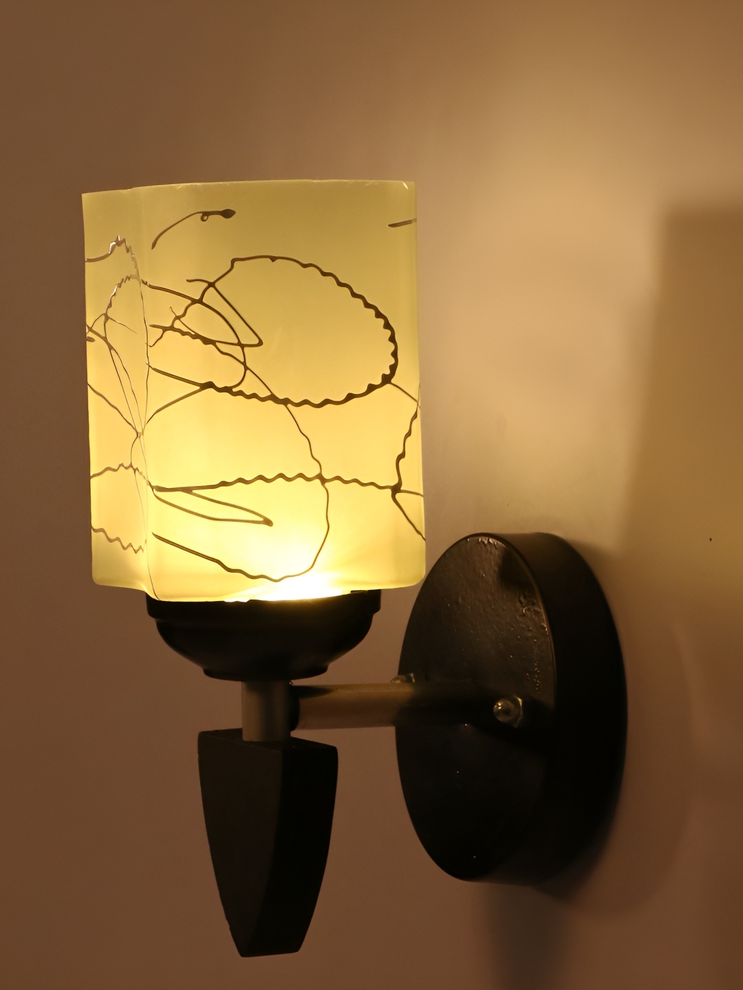 

1ST TIME White & Grey Printed Glass Traditional Rectangle Shaped Wall Lamp