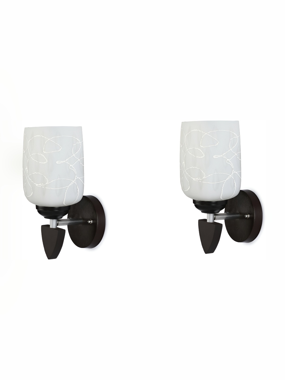 

1ST TIME White & Black 2 Pieces Printed Glass Contemporary Wall Lamps